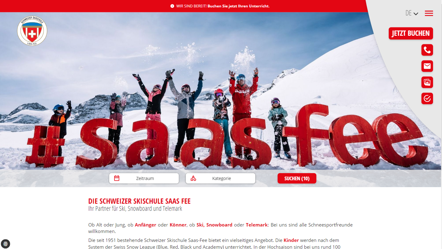 Website Screenshot Skischule Saas-Fee