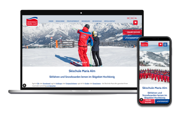 Mockup Website Ski School Maria Alm 