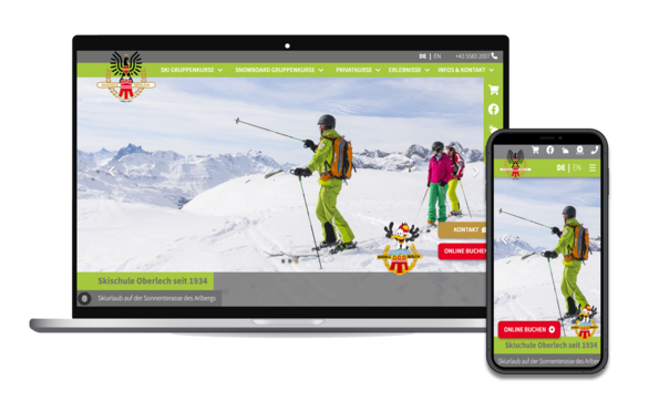 Mockup Website Ski School Oberlech 