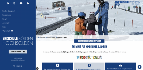 Screenshot Website Skischule Sölden-Hochsölden