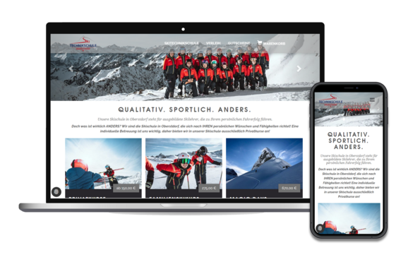 Mockup Onlineshop Ski Technique School Oberstdorf 