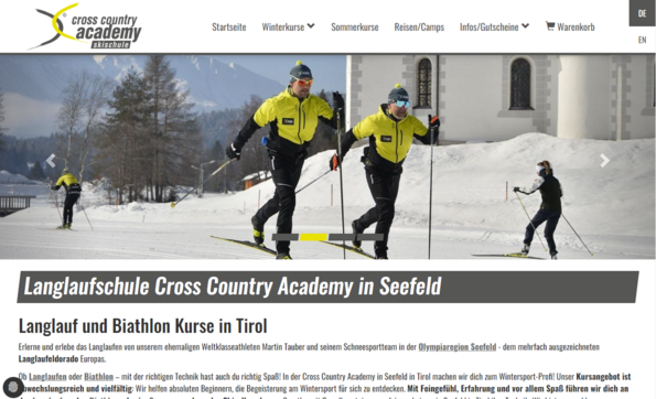 Screenshot Website Cross Country Academy