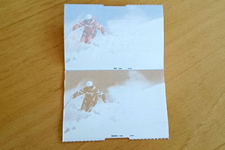 Skischul-Tickets mit Skifahrer