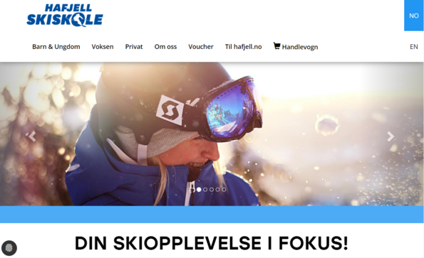 Screenshot onlineshop ski school Hafjell