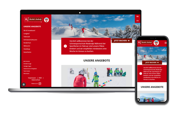Mockup Website Swiss Ski School Riederalp