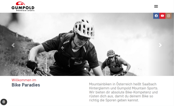 Screenshot Onlineshop Gumpold Mountain Sports