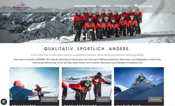 Screenshot Onlineshop Ski Technique School Oberstdorf