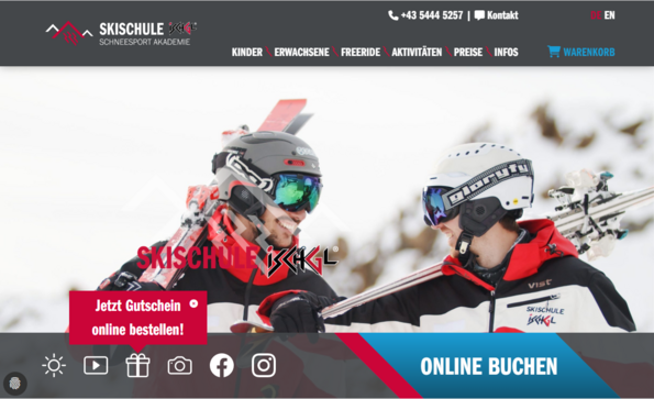Screenshot Website Ski School Ischgl