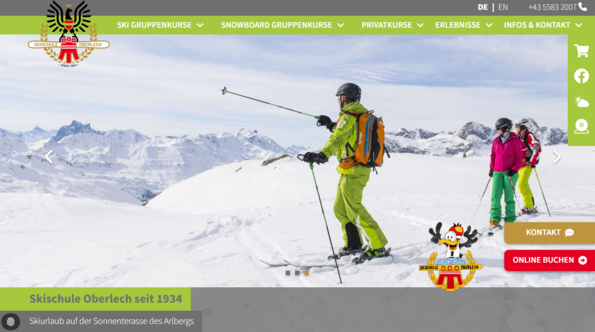 Screenshot Website Ski School Oberlech