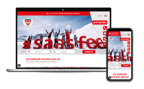 Mockup Website Swiss Ski School Saas Fee