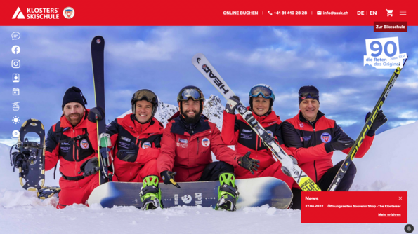 Screenshot Website Swiss Ski School Klosters