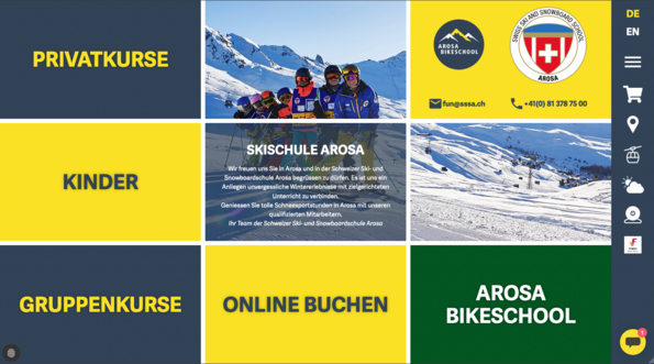 Screenshot Website Swiss Ski School Arosa