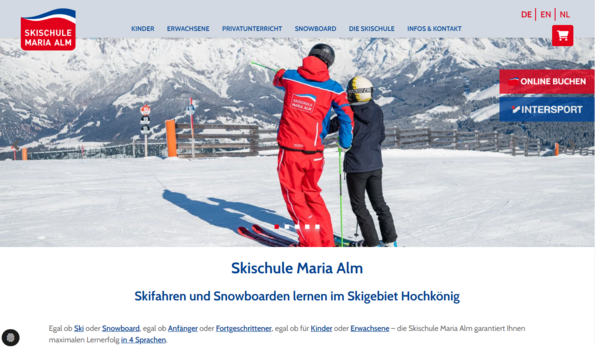 Screenshot Website Ski School Maria Alm