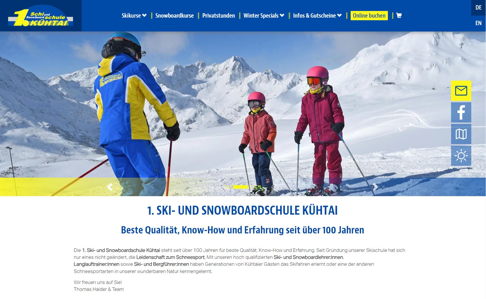Website Kühtai Ski School