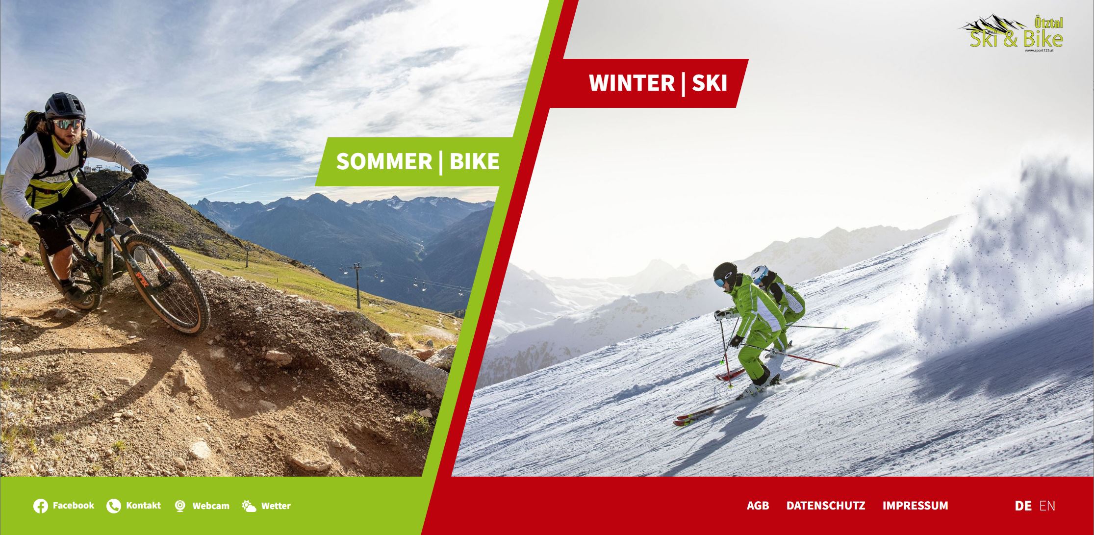 Screenshot Website Ski & Bikeschule Ötztal
