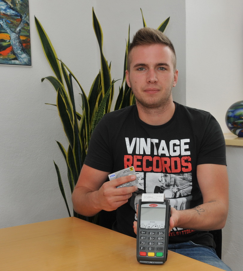 Max Brunner with payment terminal 