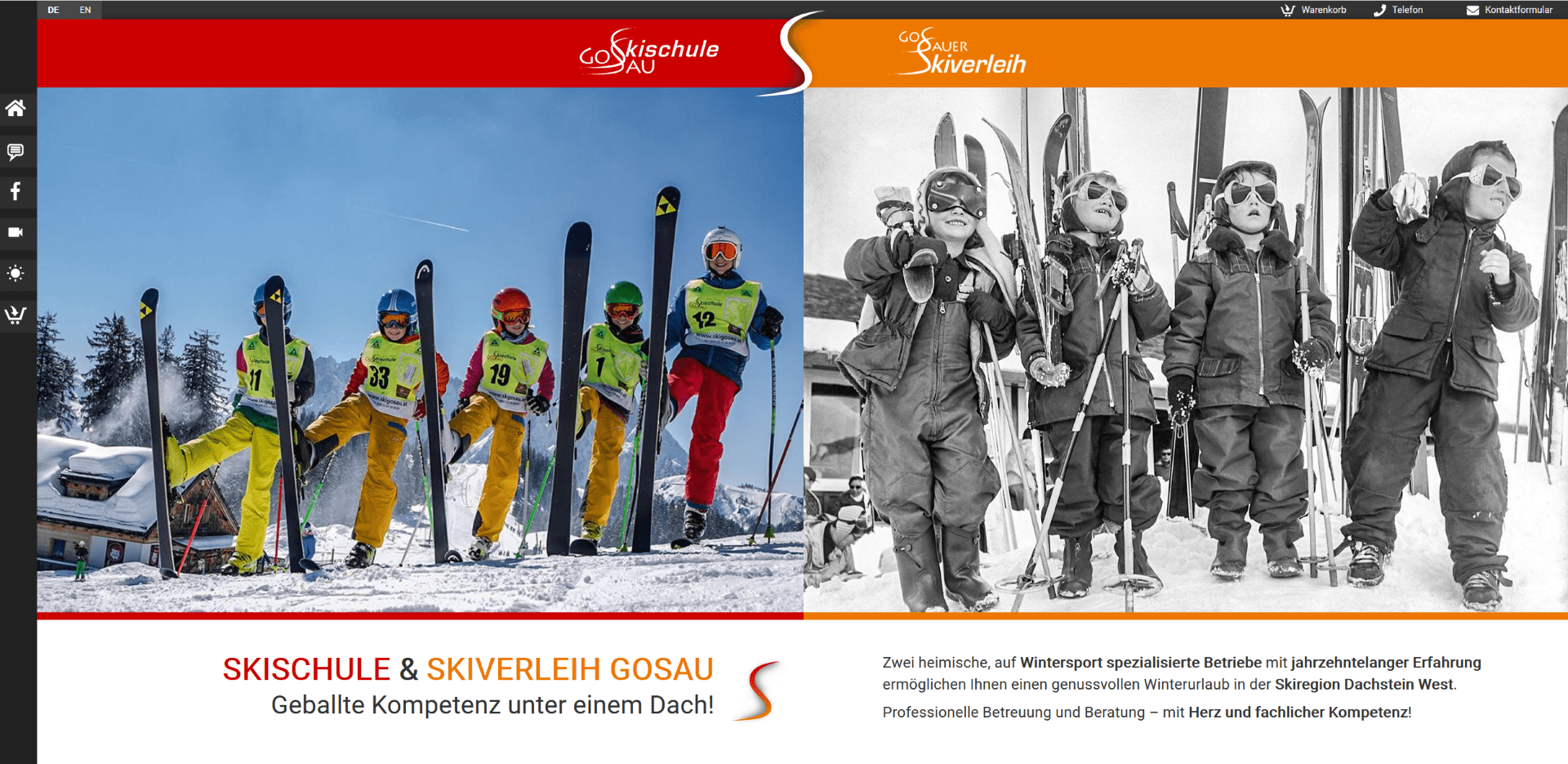 Website Skischule und Skiverleih Gosau