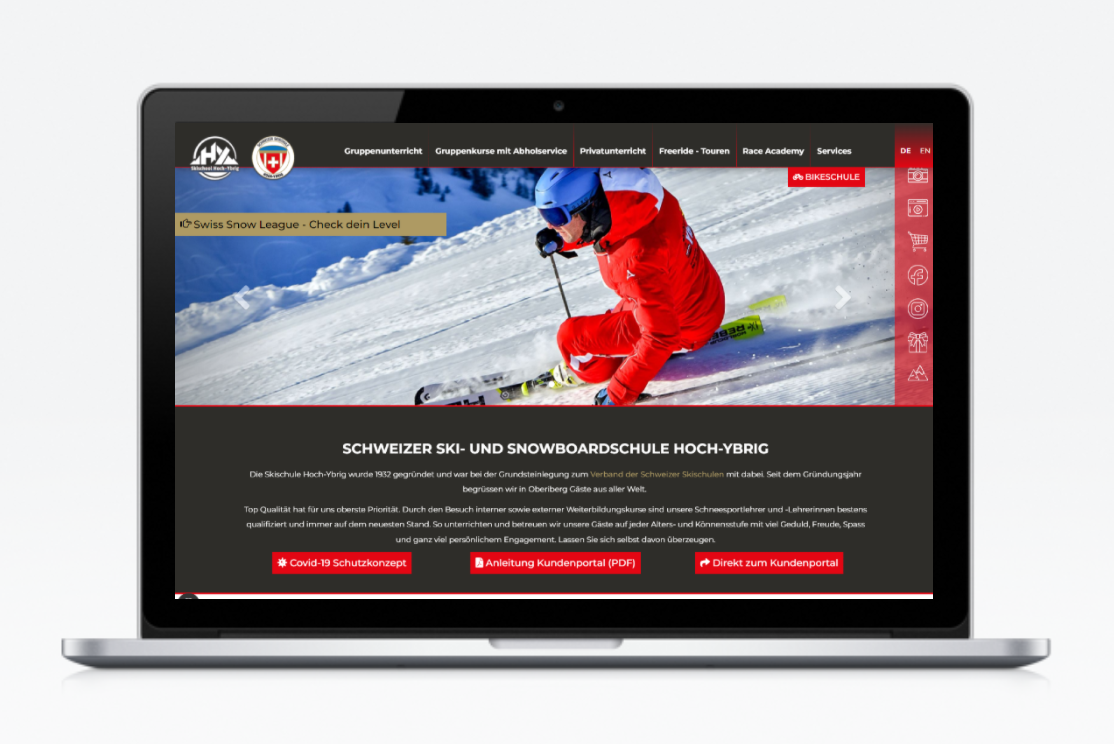 Website Ski School Ybrig Mockup