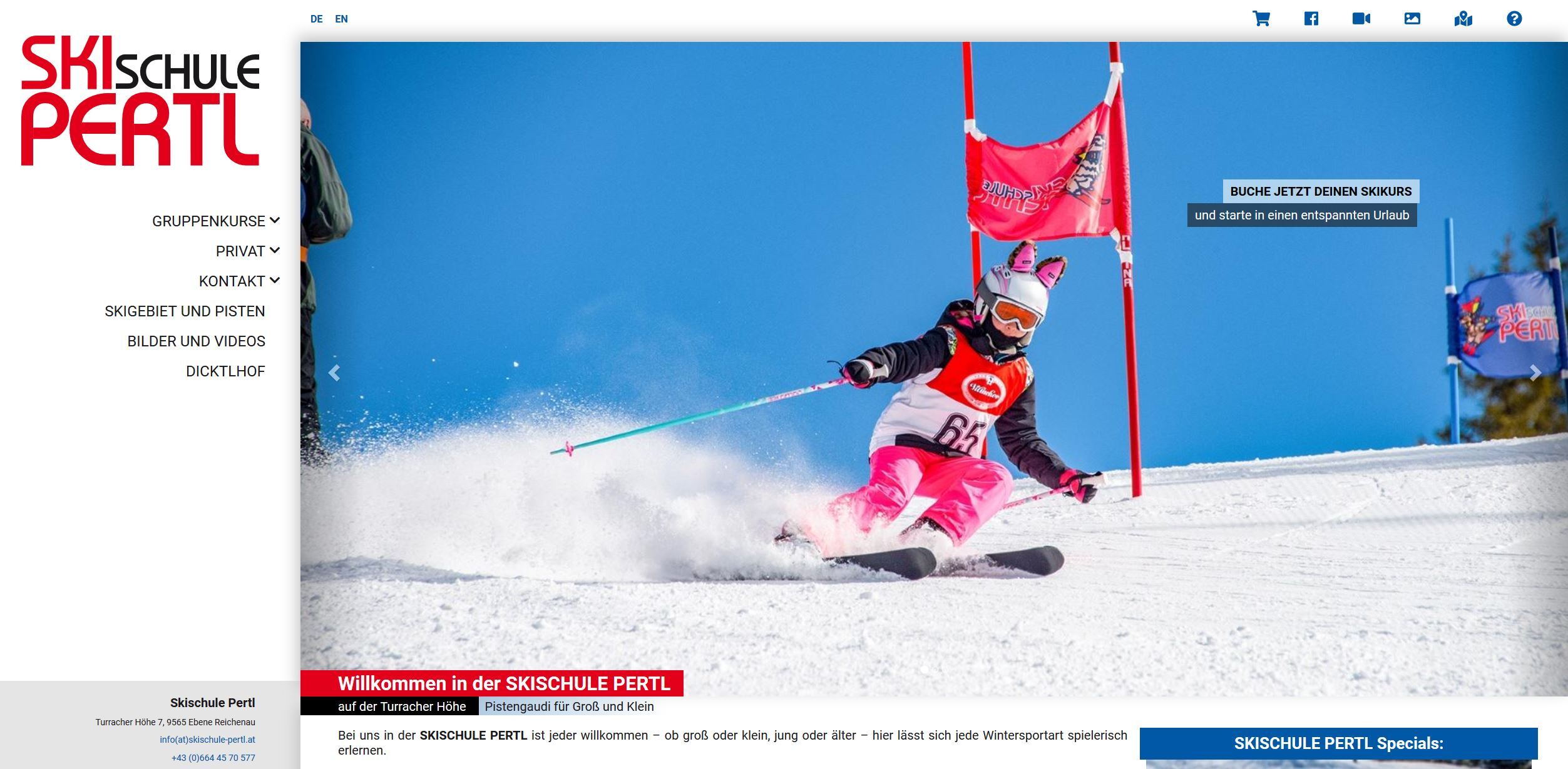 Website Pertl Ski School
