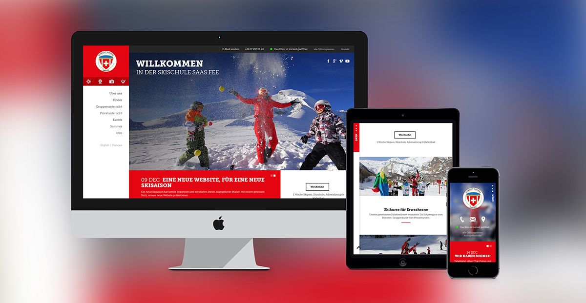 Skischule Saas Fee Website Mockup