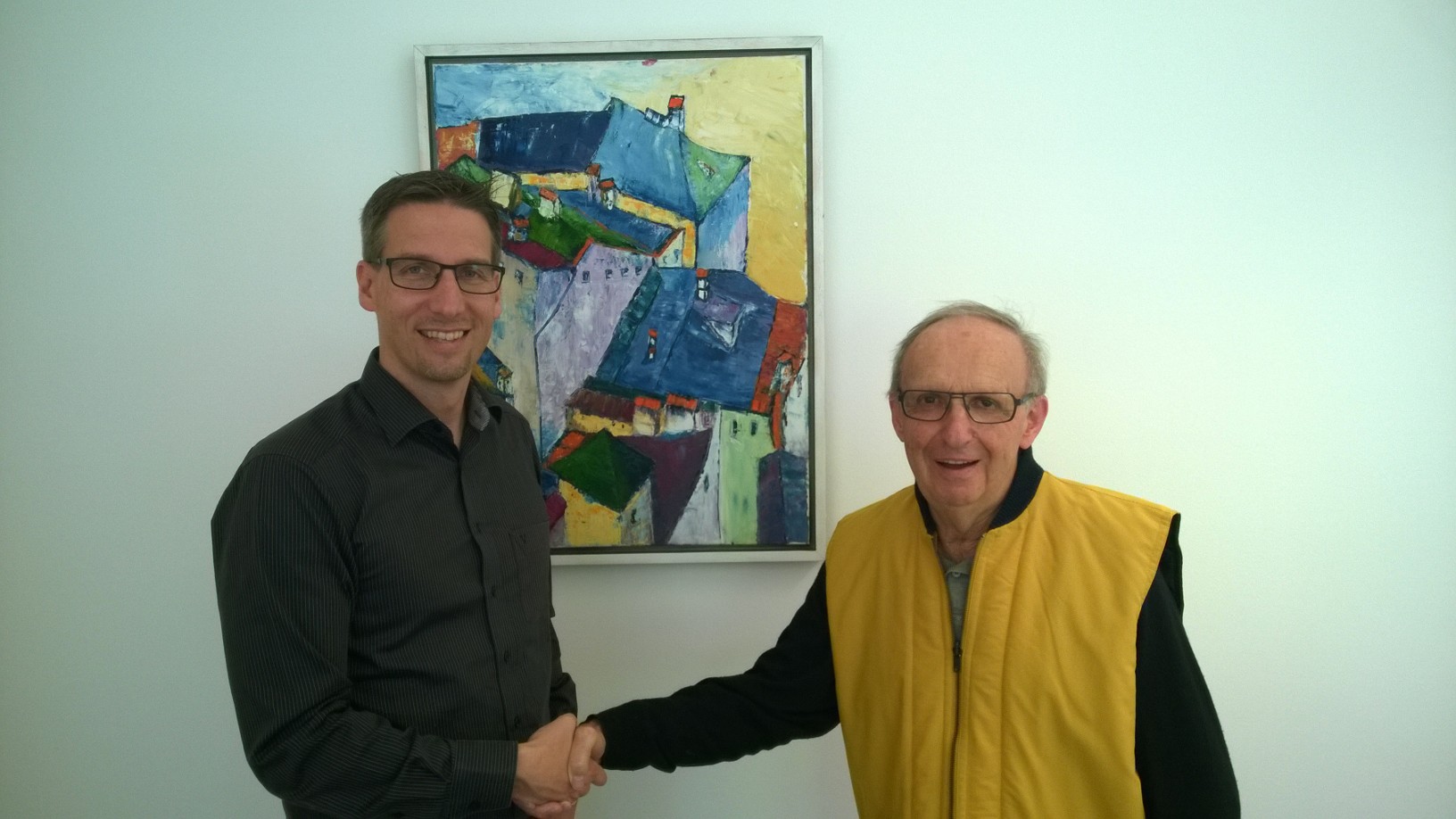 Alois und Hannes Waldhart mit Gemälde